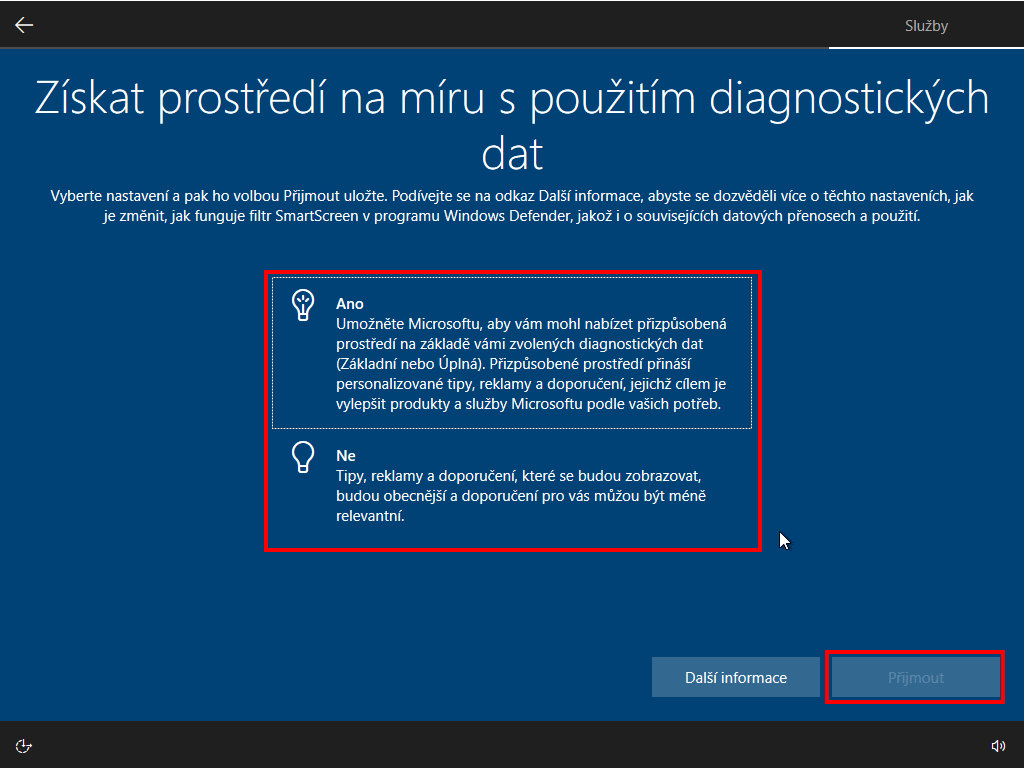 diagnostická data windows 10